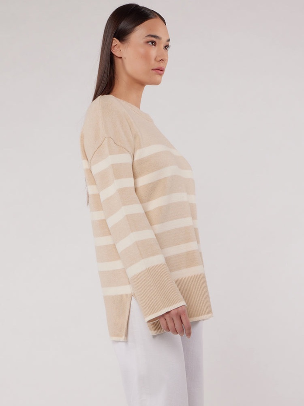 Matty M - Women’s Oversized Striped Crewneck Sweater
